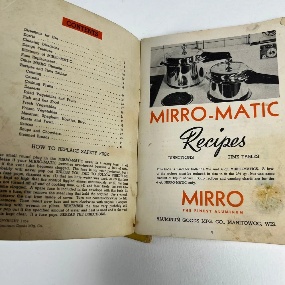 Presto Mirro-Matic Pressure Cooker Recipe Book Lot 2 Vintage 1940s 1950s Cooking
